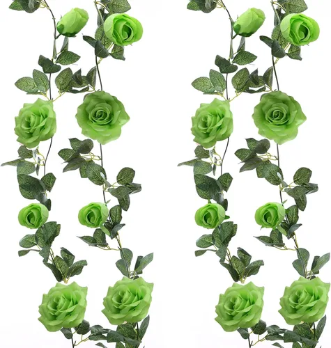 Miniatura 13 de Felice Arts Paquete de 2 guirnaldas de rosas artificiales color blanco crema de 6.5 pies cada guirnalda de rosas artificiales colgantes para arco