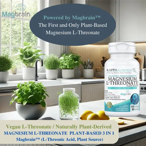 Miniatura 8 de Kappa Nutrition potenciado por Magbrain™ Magnesio L-treonato de origen vegetal, 420 mg de magnesio elemental (3 cápsulas) de 2,253 mg, 120 cápsulas