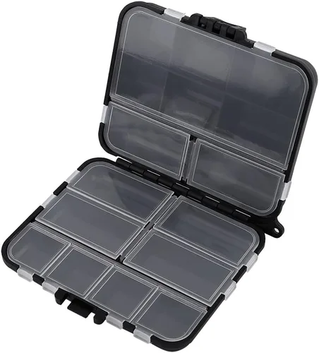 Cajas de aparejos de pesca, caja organizadora de pesca portátil, 26 compartimentos individuales, caja de almacenamiento de cebos de pesca, caja