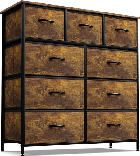 Miniatura 12 de Sorbus Cómoda con 9 cajones de madera sintética, organizador de almacenamiento para ropa, dormitorio, pasillo, sala de estar, armario y muebles