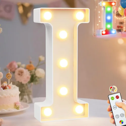 Miniatura 68 de Pooqla Letras con luces LED de marquesina, letras decorativas iluminadas en blanco cálido y blanco frío, letras del alfabeto iluminadas para niños