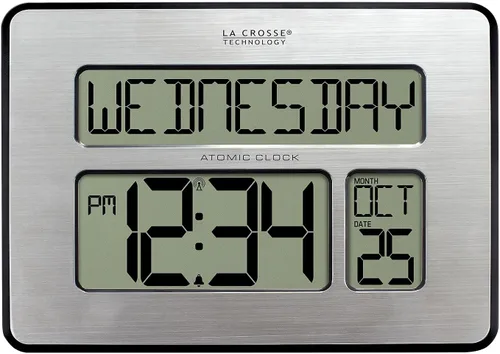 Miniatura 9 de La Crosse Technology 513-1419-WA-INT Reloj con calendario digital completo atómico, grande, nogal, 9.84 pulgadas de largo x 1.14 pulgadas de ancho x