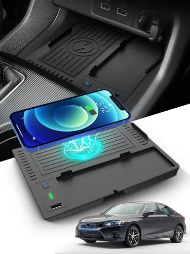 CarQiWireless Cargador inalámbrico para Honda Civic 2026 2025 2024 2023 2022, organizador de consola central automotriz, almohadilla de carga