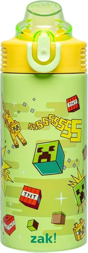 Miniatura 16 de Zak Designs Sage Kids - Botella de agua para la escuela, viajes o en casa, botella de agua de acero inoxidable de 14 onzas con pajilla, asa y tapa