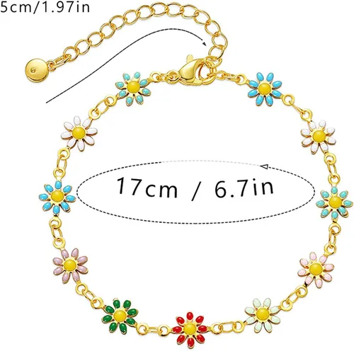 Miniatura 18 de Delicadas pulseras de oro para mujer, chapado en oro 18, ajustable, mal de ojo, mariposa, cuentas, perla, corazón, turquesa, hecha a mano para mujer