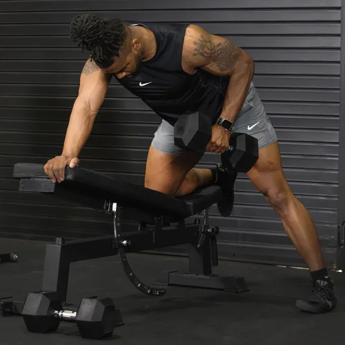 Miniatura 5 de Titan Fitness Pair Rubber Coated Hex Dumbbells, Roll-Resistant Hexagonal Free Weights, Chrome-Coated Handles with Knurling, Strength Training
