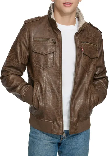Miniatura 18 de Levi's - Bombardero clásico de piel sintética imitación venado, estilo aviador, para hombre (tallas estándar y grandes y altas)