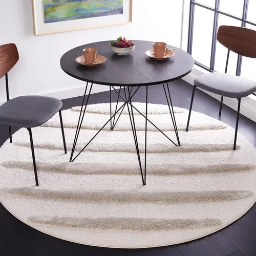Miniatura 9 de SAFAVIEH Hi-Lo Shag Collection - Alfombra para pasillo, 2 pies 2 pulgadas x 8 pies, color beige, diseño moderno a rayas, no desprende pelusa