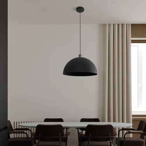 Miniatura 9 de Lámpara Colgante Vintage Negra de 17.72'' Lámpara Colgante Retro Estilo Granja de Cúpula Grande Candelabro Industrial Moderno con Cable de 78.74