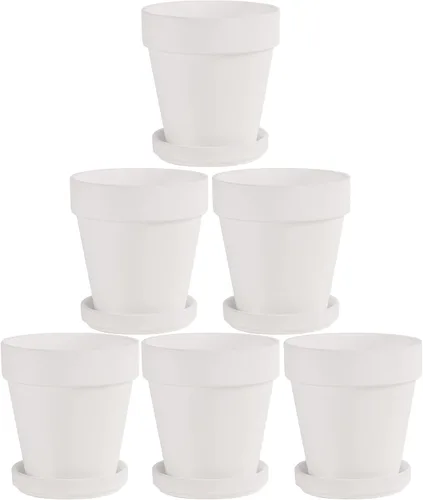 Miniatura 11 de Macetas de terracota con platillo, paquete de 6 macetas pequeñas de cerámica de arcilla de terracota de 4 pulgadas, ideal para cactus y suculentas