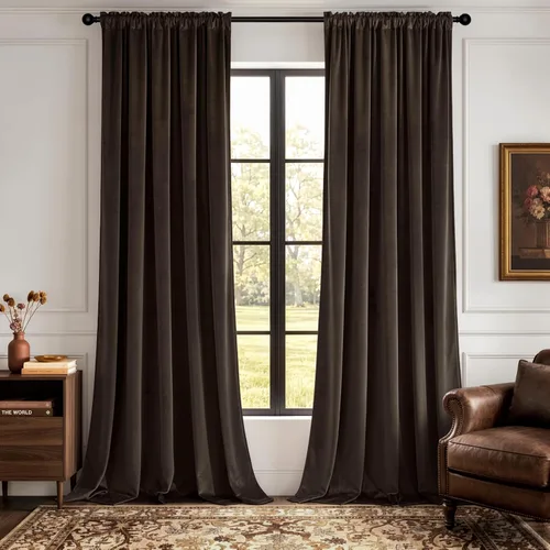 Miniatura 15 de MIULEE - Juego de 2 paneles de cortinas negro opacas y térmicas de terciopelo para la sala de estar y dormitorio, con bolsillo para cortinero, de 63