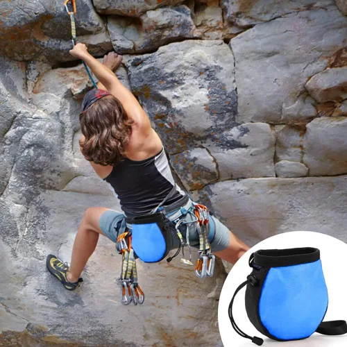 Miniatura 6 de Bolsa de tiza de escalada - Bolsa de tiza negra ajustable para equipos de escalada en roca