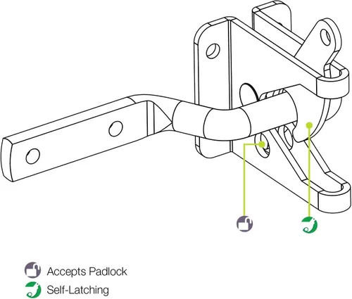 Miniatura 7 de HILLMASTER Kit de herrajes para manija de puerta de alta resistencia para valla de madera, pestillo de puerta de cierre automático con cuerda