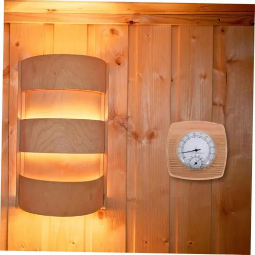 Miniatura 4 de Healeved Medición confiable de sala de sauna de alta precisión acabado de madera termómetro higrómetro herramienta todo en uno