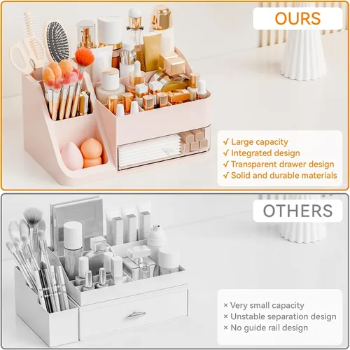 Miniatura 7 de Yieach Organizador de maquillaje de encimera para tocador, baño, tocador, organizador grande de almacenamiento de maquillaje y organizador