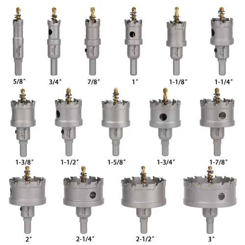 Miniatura 2 de Kit de sierra perforadora de carburo de 15 piezas, cortador de agujeros de metal de 5/8 a 3 pulgadas con taladro piloto, sierra perforadora