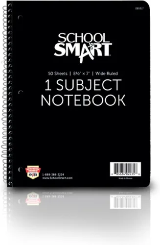 Miniatura 7 de School Smart 085317 Cuaderno de rayas anchas de 1 materia no perforado en espiral, 8-1/2 x 7 pulgadas (surtido)