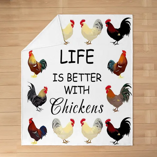 Miniatura 3 de Manta de felpa para Hen, 40 x 50 pulgadas, manta de franela de forro polar de gallo de pollo para niños, adolescentes, lindos animales para toda