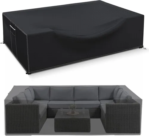 Miniatura 14 de Fundas para muebles de patio impermeables, resistentes 600D, fundas para muebles de exterior para sofá seccional exterior, resistente al desgarro