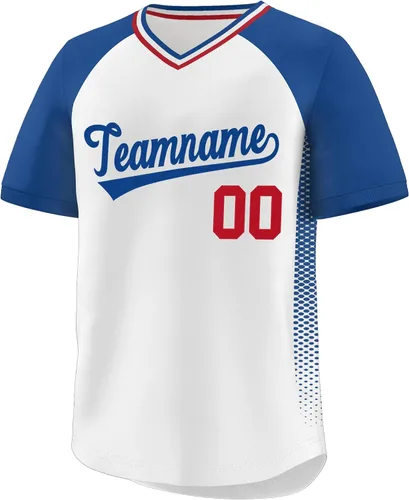 Miniatura 32 de Camiseta de béisbol personalizada con cuello en V para hombres, mujeres y jóvenes, camisetas de béisbol personalizadas con costuras o estampadas