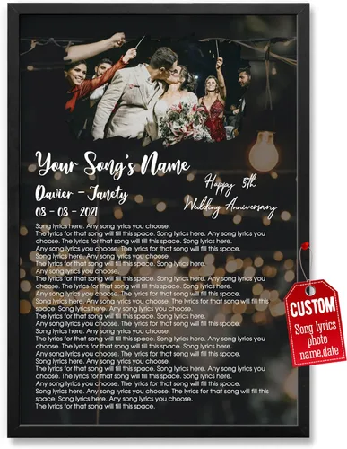 Miniatura 12 de H-DEWALL Póster personalizado de letras de canciones, regalos de cumpleaños para esposo para dormitorio, discos de vinilo, fotos, regalos para él