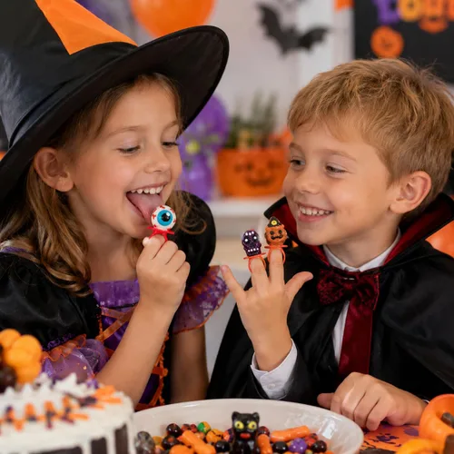 Miniatura 5 de Fruidles 12 anillos de dulces de Halloween, caramelos duros, envueltos individualmente (paquete de 12)