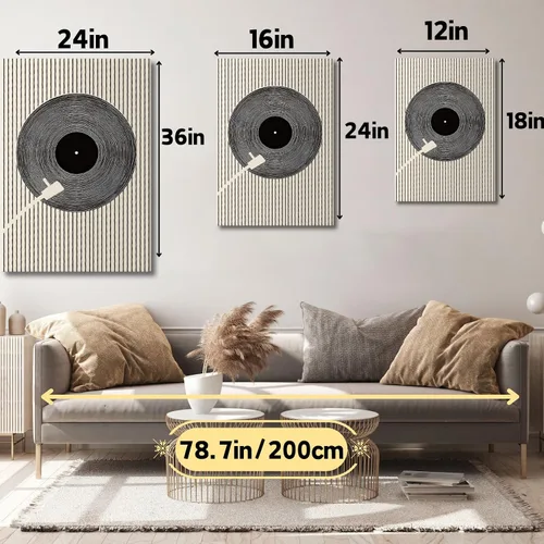 Miniatura 4 de Tocadiscos de música geométrica abstracta impresiones de mediados de siglo, arte de pared en lienzo para pared, tocadiscos de música geométrica