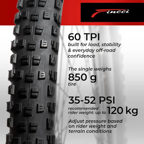 Miniatura 5 de Fincci Maori - Neumático de bicicleta plegable de 29 x 2.25 pulgadas 57-622 60 TPI con protección de nailon para bicicleta híbrida de montaña enduro