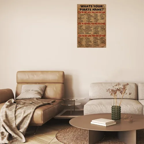Miniatura 5 de EMOHAT Cartel de metal con texto en inglés "What is your pirate name" (What is your pirate name), cartel de metal para habitación, porche, cocina