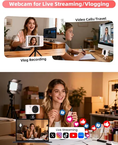 Miniatura 6 de Cámara digital 5K para fotografía, cámara de videoblogs WiFi de 72 megapíxeles con enfoque automático para videos de YouTube con zoom digital 16X
