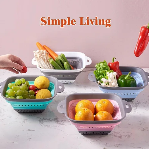 Miniatura 5 de Colador y colador plegable, coladores de silicona y coladores de alimentos, para verduras y frutas, esenciales de cocina