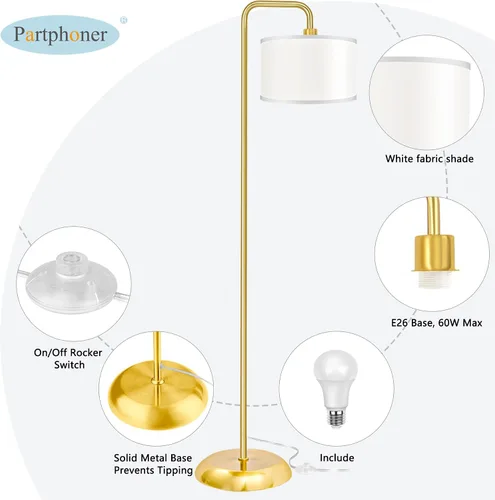 Miniatura 5 de [Actualizada] Lámpara de pie LED para sala de estar, lámpara de pie de 3 temperaturas de color con interruptor de pie, lámpara de pie moderna alta