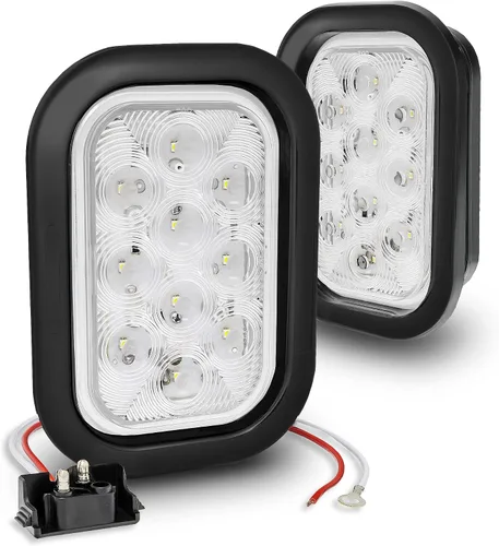 Miniatura 13 de TRUE MODS Kit de 2 luces traseras LED rectangulares rojas de 5x3 3x5 pulgadas [DOT FMVSS 108] [SAE I6 P2 S2 (3) T] [Ojales/Tapones] [Sumergible] Rojo