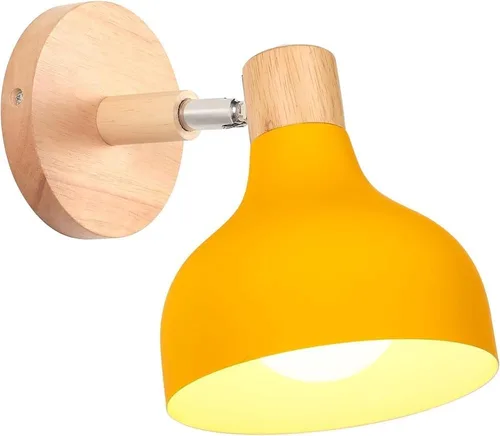 Miniatura 22 de Lámpara de pared E27 retro regulable escandinava para dormitorio, sala de estar, pasillo, cocina, iluminación interior (Amarillo, 2 piezas)