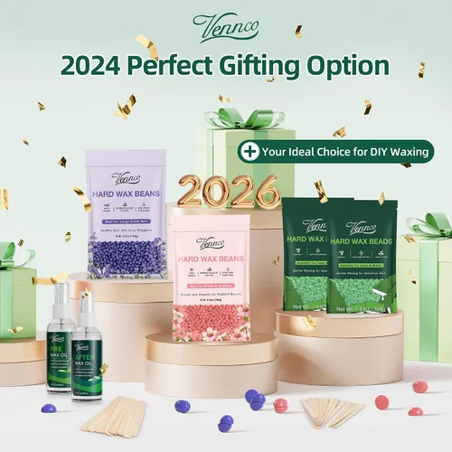Miniatura 5 de Kit de perlas de cera dura Vennco para depilación, 36 piezas de perlas de cera para todo el cuerpo, cara y bikini brasileño, aloe, lavanda, flor