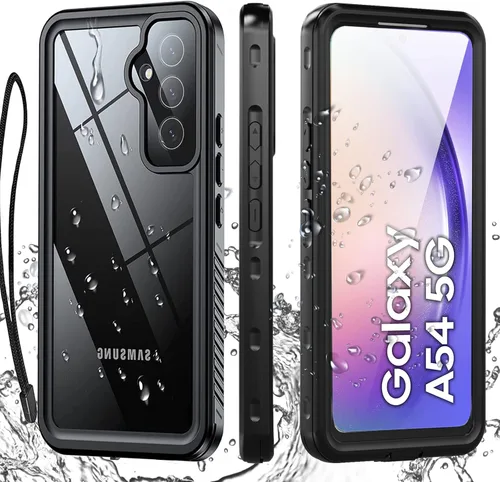 Miimall Funda impermeable compatible con Samsung Galaxy A54 5G, protector de pantalla transparente HD integrado, parachoques completo a prueba de