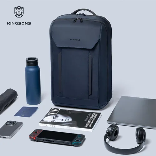 Miniatura 4 de Kingsons Mochila con compartimento para laptop de 15.6 pulgadas para hombres, mochila de negocios delgada y duradera para el trabajo, viajes