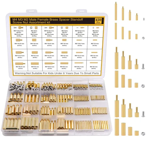 Miniatura 11 de Kit de 400 Piezas de Separadores y Tornillos y Tuercas M2 para Placa Base, Separadores Espaciadores de Latón Hexagonales Macho-Hembra, Tornillos