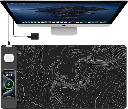 Miniatura 17 de TopMade Alfombrilla de Mouse de Carga Inalámbrica, Alfombrilla de Mouse para Juegos RGB, Alfombrilla de Escritorio para Oficina en Casa, 31.5" x RGB