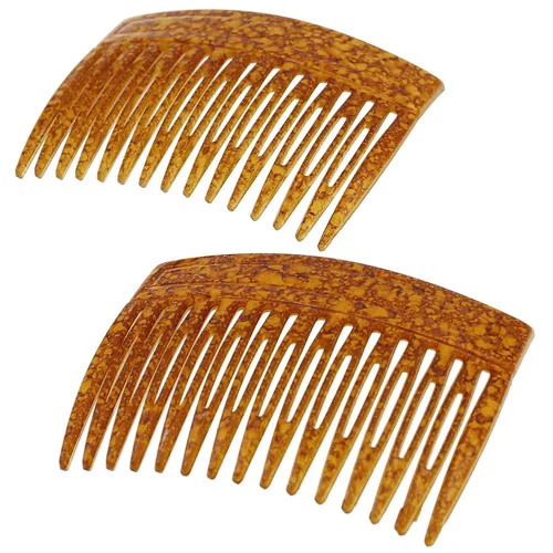 Camila Paris CP3330 - Peine lateral francés de 3 pulgadas, color ámbar pequeño, peines de pelo con torsión francesa, pinzas de sujeción fuerte para