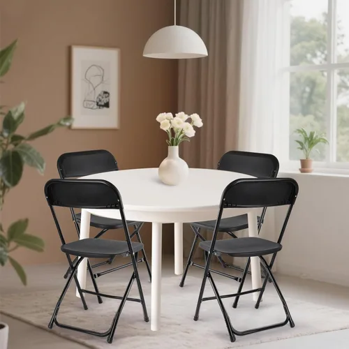 Miniatura 4 de Paquete de 10 sillas plegables negras, silla plegable comercial apilable portátil, silla plegable de plástico para interiores y exteriores