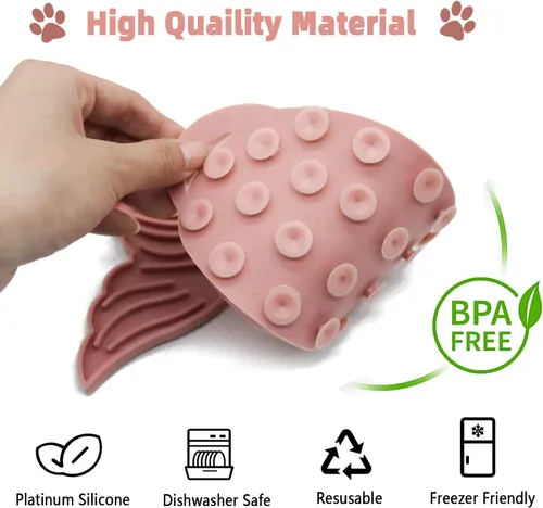 Miniatura 3 de Tapete para lamer gatos, 3 piezas. Tapete para lamer lentos en forma de pez, tapete antideslizante para lamer con ventosas para reducir