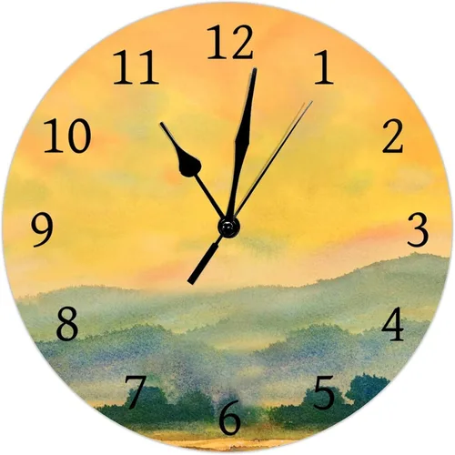 Miniatura 11 de Reloj de pared de acuarela de color morado y gris con lunares y formas, reloj de pared de PVC, funciona con pilas, silencioso, sin tictac, 12