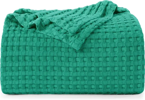 Miniatura 15 de Utopia Bedding Manta de punto gofre de 100 % algodón, tamaño grande para cama, ligera, transpirable, suave y acogedora, regalos para mujeres Blanco