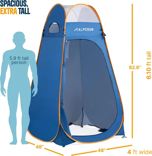 Miniatura 6 de Alpcour Tienda de campaña desplegable portátil – Tienda de privacidad para inodoro portátil, ducha y vestuario para acampar y al aire libre