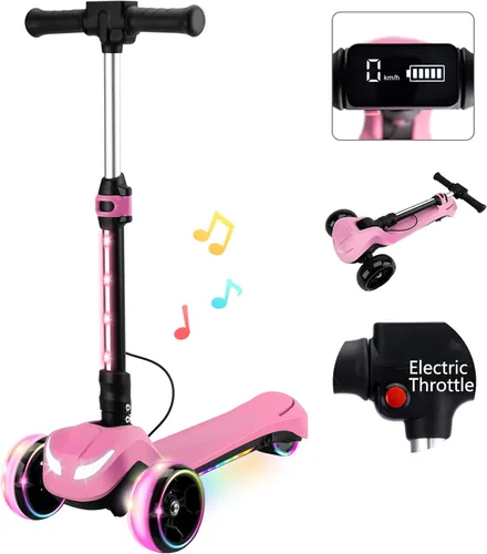 Miniatura 11 de Patinete eléctrico de 24V para niños con motor potente de 150W, acelerador de pulgar, pantalla LCD, Bluetooth, luz en el manillar, plataforma