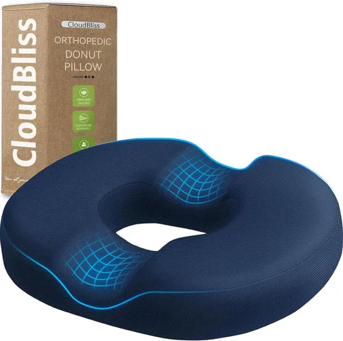 Miniatura 19 de Cojín de asiento en forma de dona CloudBliss para alivio del dolor de coxis y hemorroides, cojín de silla de espuma viscoelástica para después
