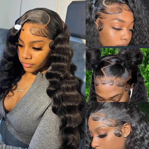 Miniatura 18 de Bling Hair - Peluca de cabello humano con encaje frontal de 26 pulgadas, predepilada, sin pegamento, peluca frontal de encaje HD de 13 x 4, pelucas