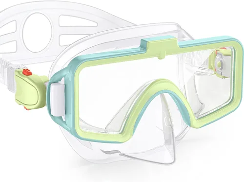 Miniatura 12 de Gafas de natación para niños con cubierta para la nariz, gafas de natación antivaho de dos colores para 6-14, máscara de buceo de esnórquel