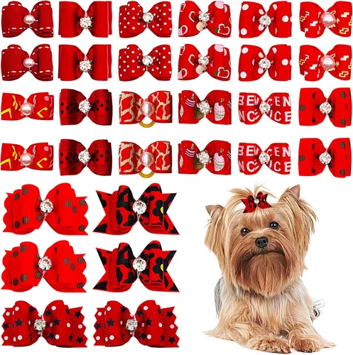 Miniatura 10 de PET SHOW Mixed Styles - Lazos para el pelo para perros pequeños con bandas de goma, accesorios de aseo para mascotas, gatos, cachorros, color rosa